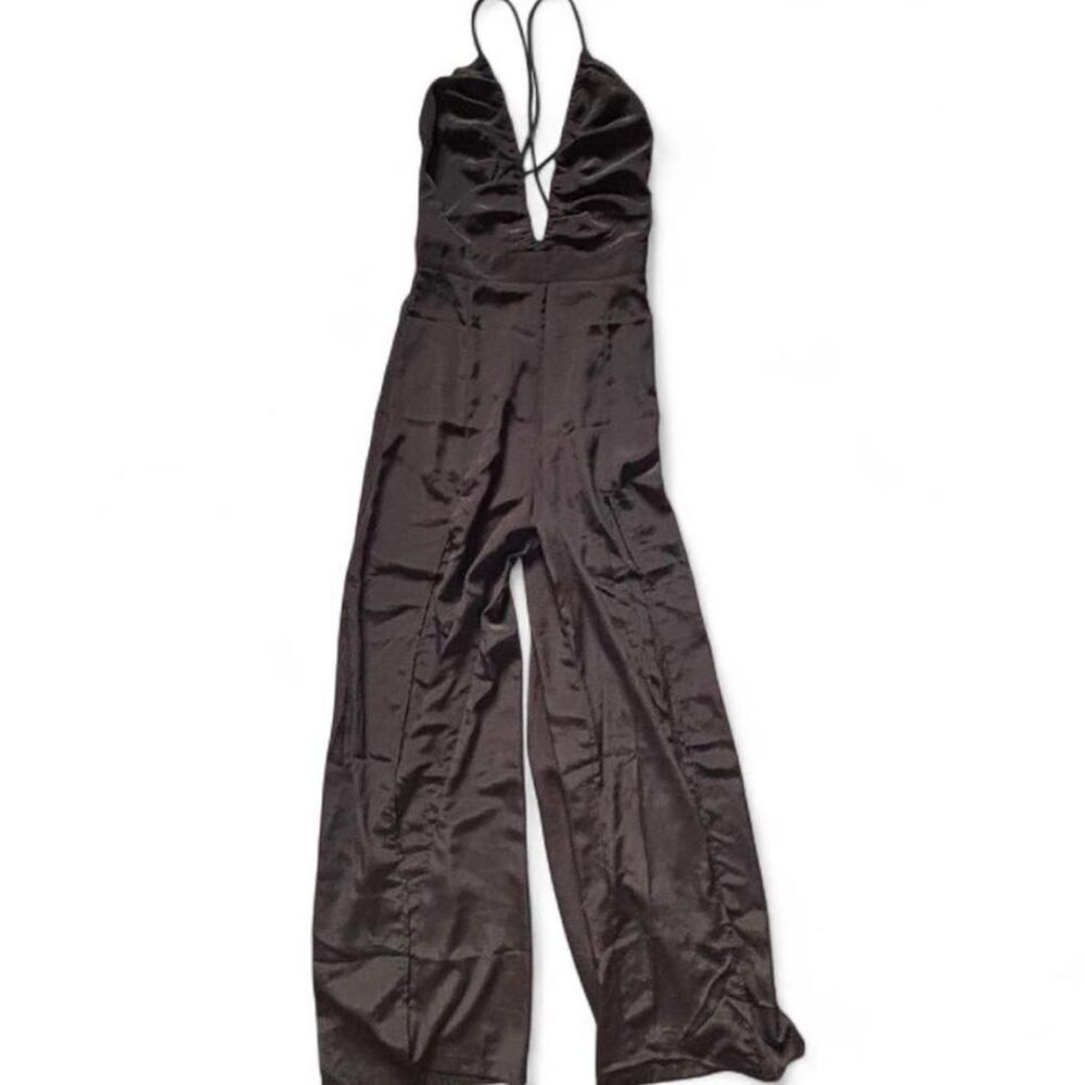 NWT Chic Hello Molly Satin Like Black Pantsuit